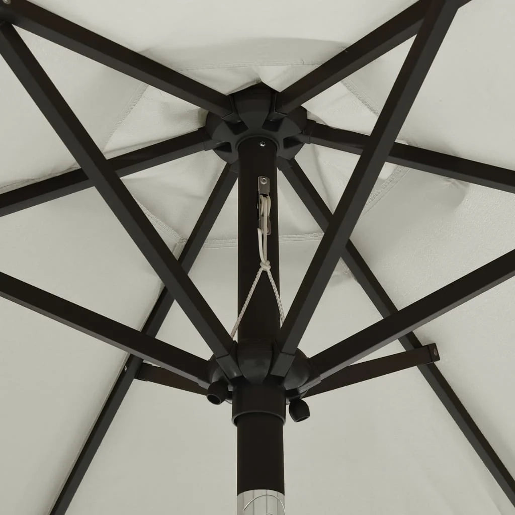 Ombrellone con luci LED 200 x 211 cm alluminio beige 02_0008093