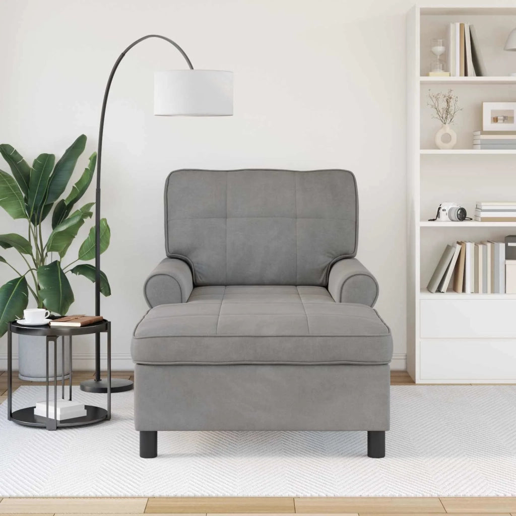 Chaise Lounge Grigio chiaro 91 x 157 x 91 cm Velluto 42022922