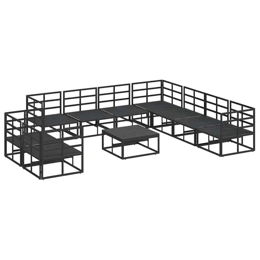 vidaXL Set Divano da Giardino con cuscino 10 pcs Nero Alluminio