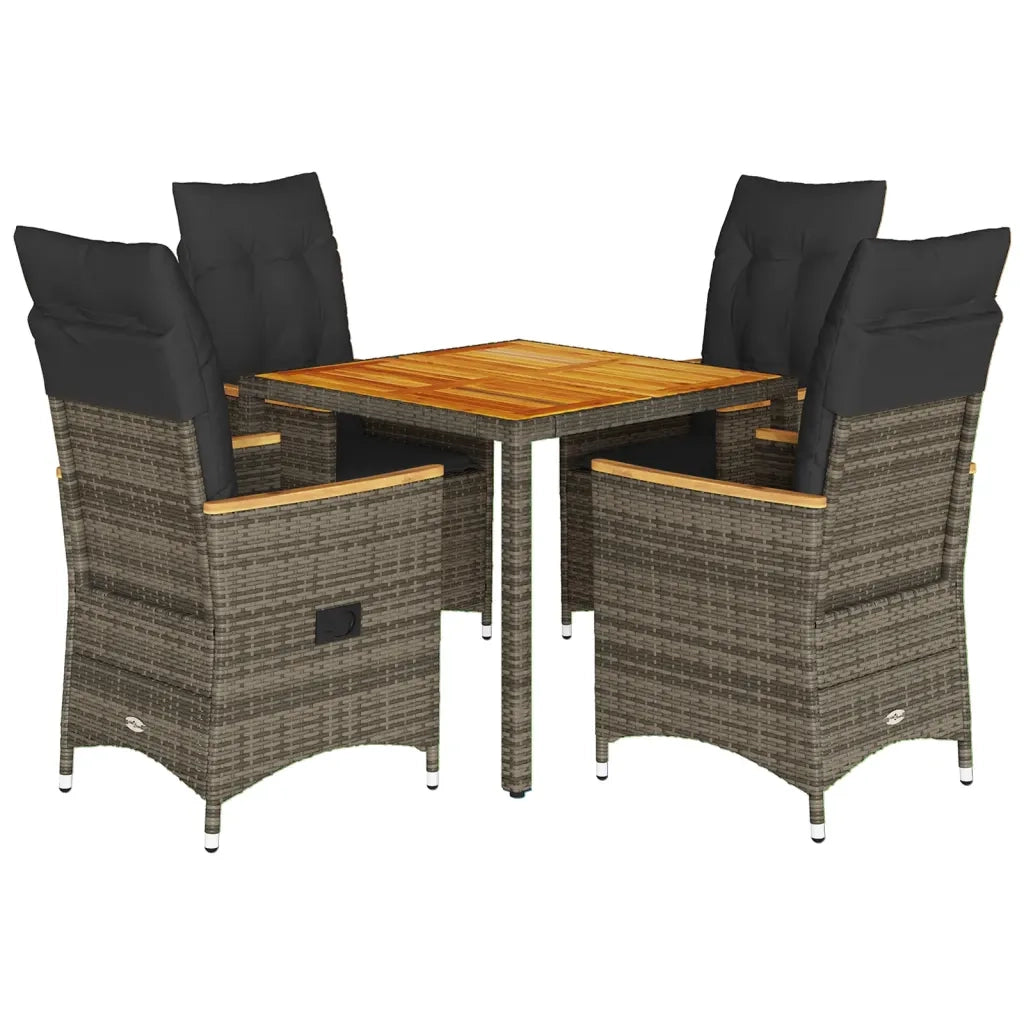 Set da Pranzo da Giardino 5 pz con Cuscini in Polyrattan Grigio 3276844