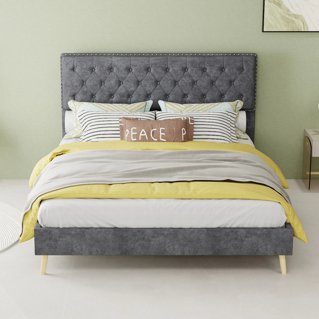 letto moderno in tessuto e metallo grigio 140 x 200 cm