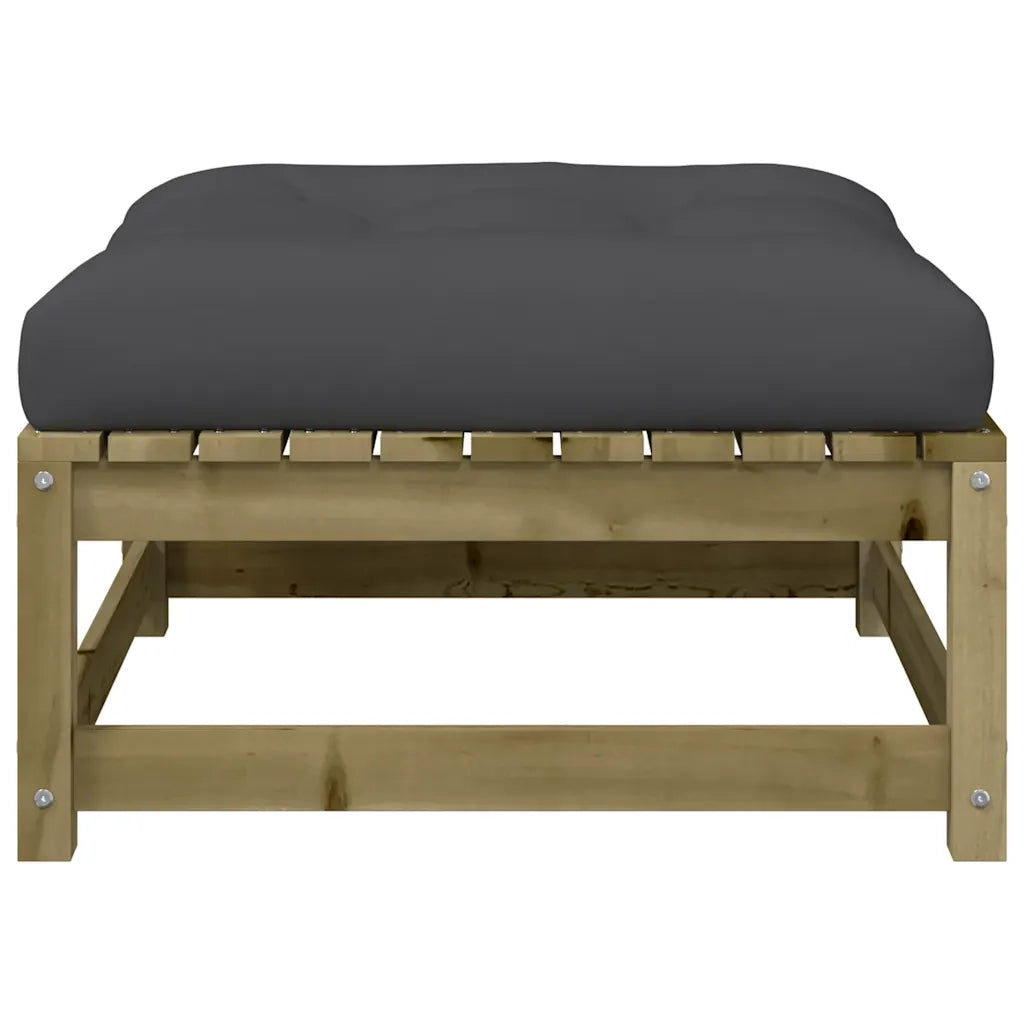 Sedia da giardino-Poggiapiedi Giardino con Cuscini 2pz Legno Impregnato di Pino 675789