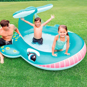 Trade Shop - Piscina Per Bambini Spruzzo Balena 201x196x91cm Multicolor Giardino Estate 57440 -