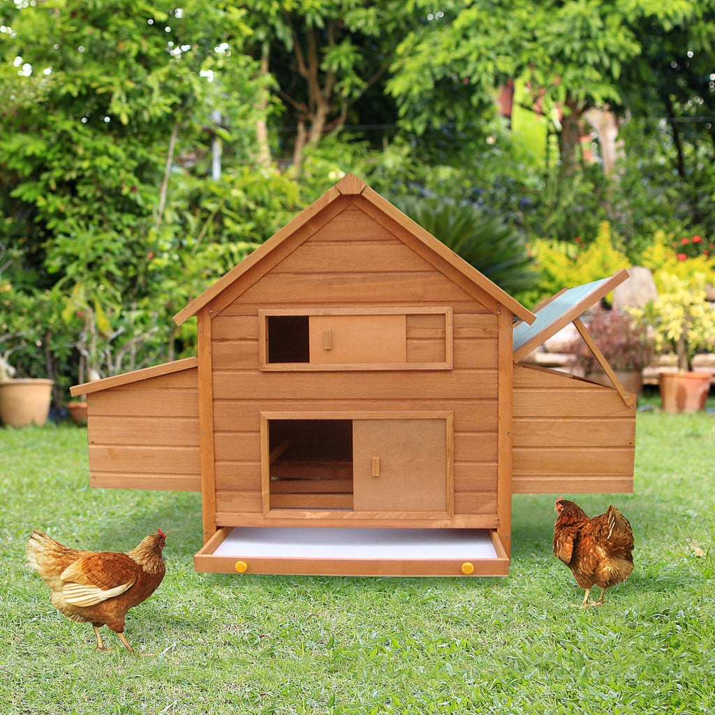 EasyComfort Gabbia per Galline in Legno con Tetto Impermeabile, Pollaio Prefabbricato da Esterno, 160x98.5x107cm