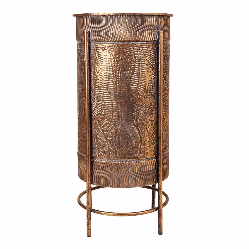 Fioriera in metallo dorato 30x30x65h