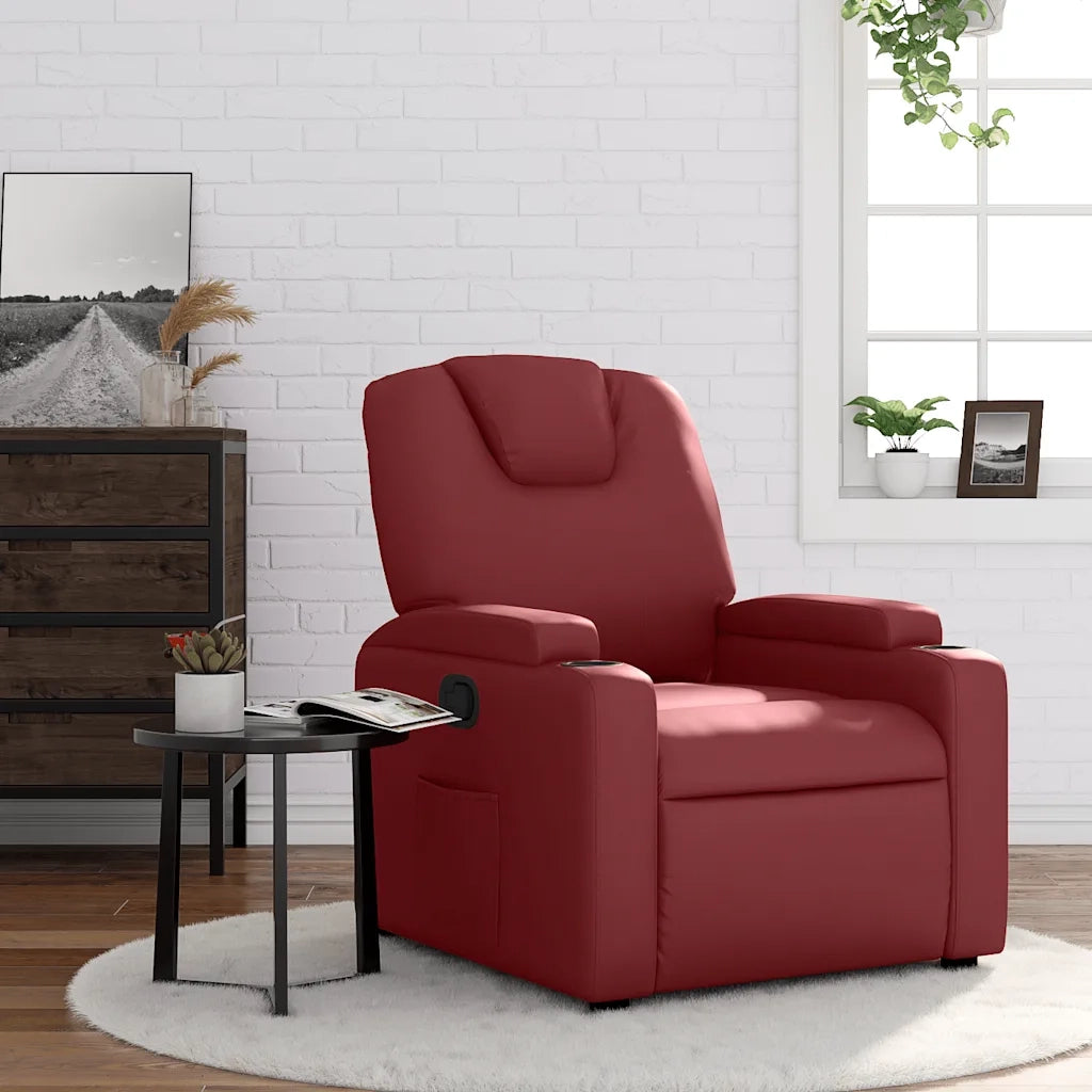 Divano Sedia-Poltrona Reclinabile Rosso Vino in Similpelle 447207