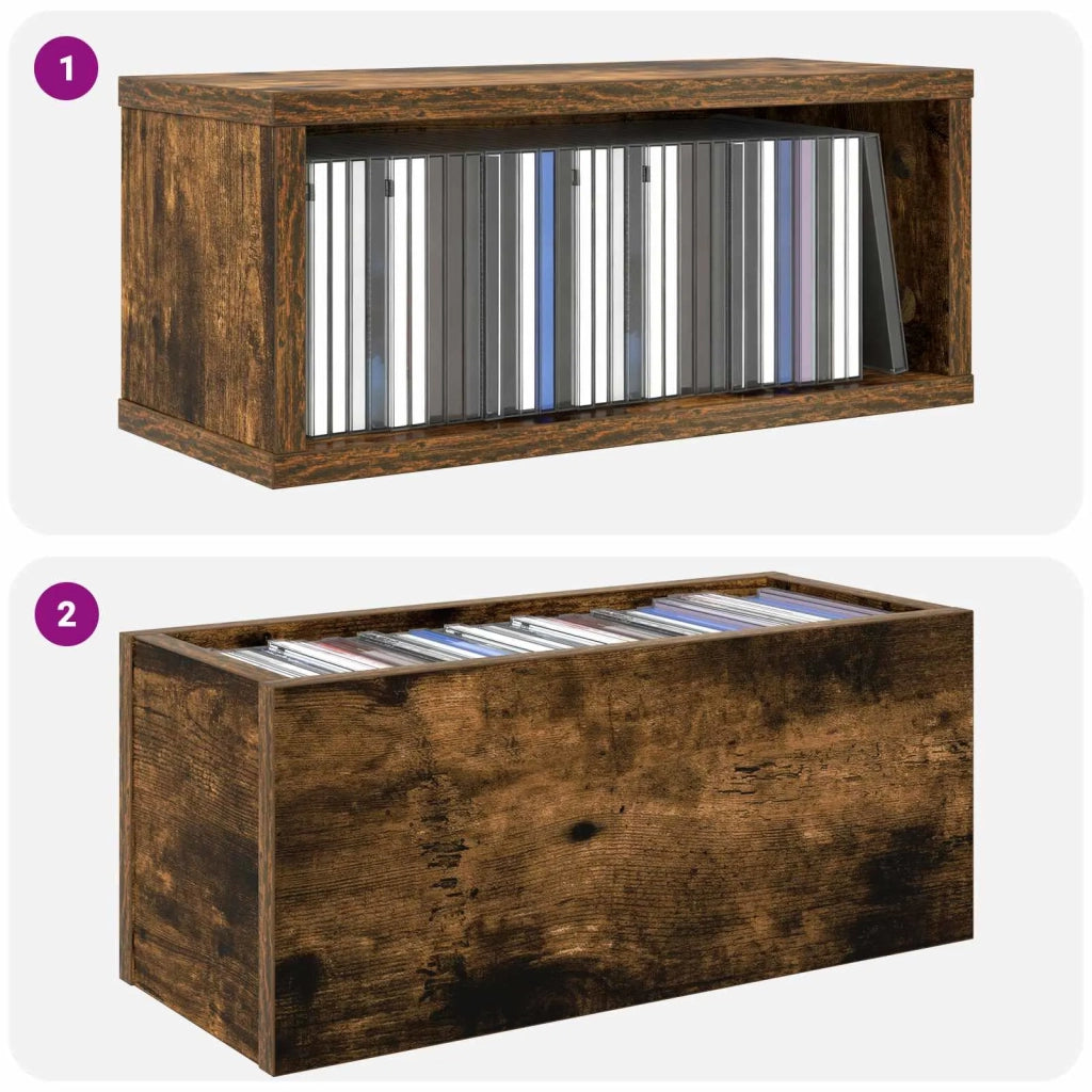 Rack per Stoccaggio CD 4 pz Rovere Fumo 40 x 17 x 17 cm 8012720