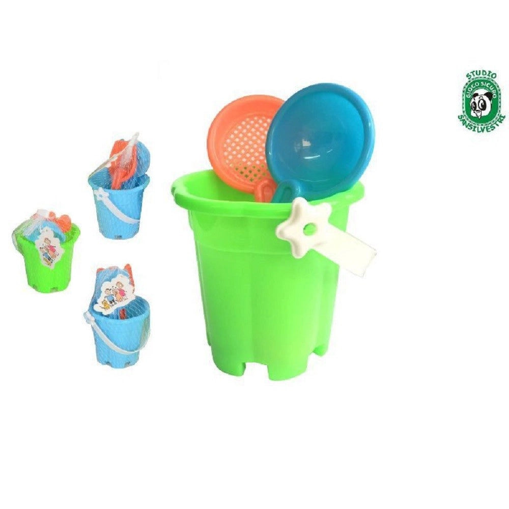 Trade Shop - Secchiello 14 Cm 3pz Con Accessori Palette Giochi Per Mare Estate Bambini 072402 -