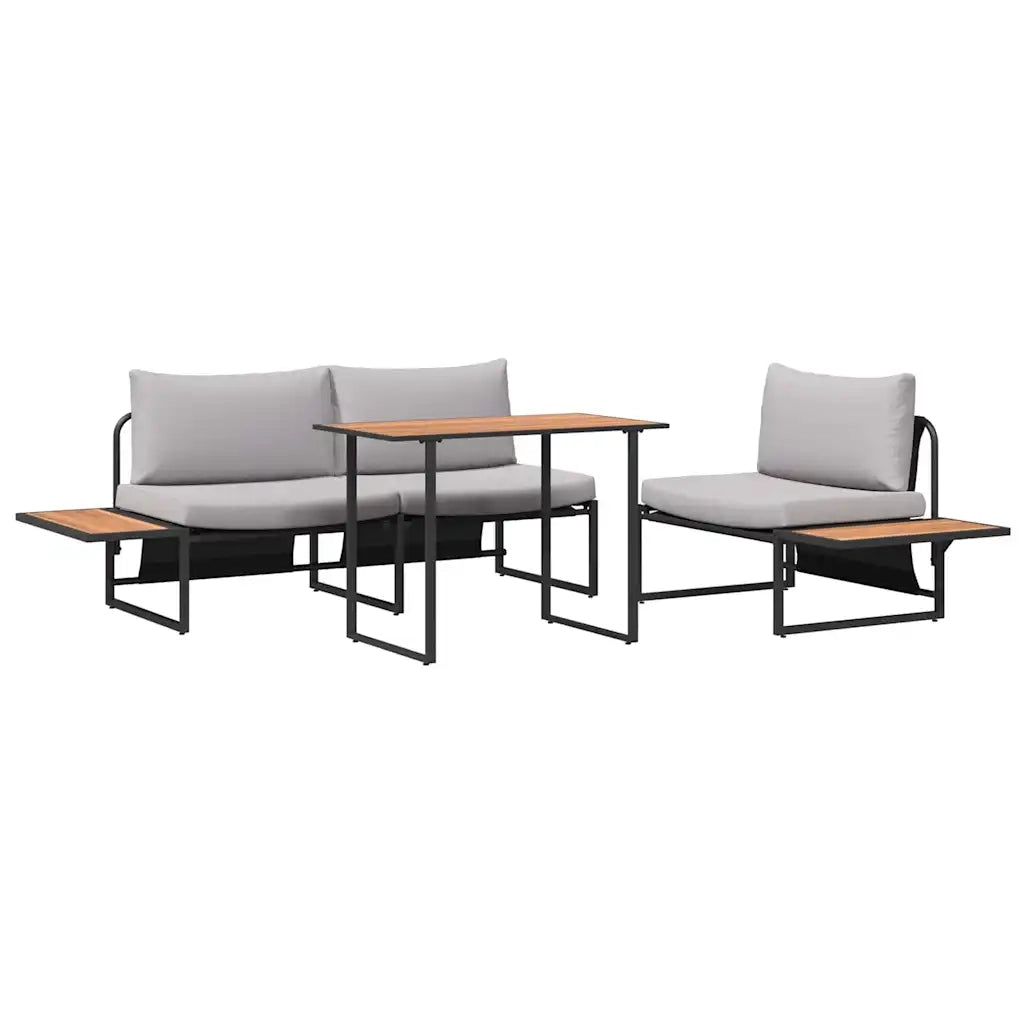 Set da Pranzo per Giardino 3 pcs Grigio chiaro Acciaio 3335889