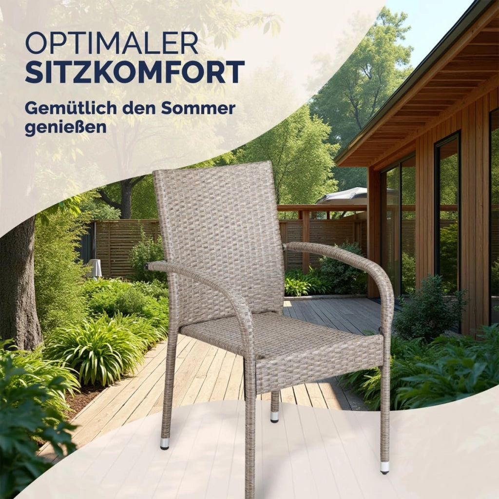 ® Set 4 Sedie da Giardino in Polyrattan Impilabili Regolabili con Portata di 160 kg per Balcone Terrazza Sedia Esterno Sedia da Tavolo