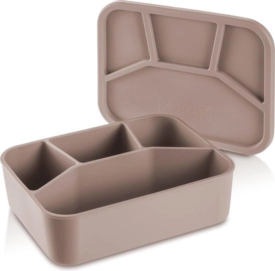 Lunchbox Grande-4 contenitori (1240 ml), contenitore di archiviazione/lotto di approvvigionamento in materiale 100% platina-siliconen, resistente alla abrasione, resistente al calore e al freddo, ariostatico, lavabile in lavastoviglie (beige)