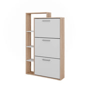 Vicco Scarpiera da ingresso Bianco/Sonoma 80 x 128.3 cm con 3 scomparti incernierati