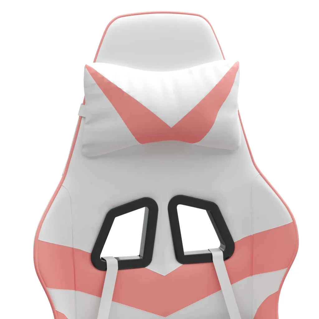 Sedia da Gaming Girevole Poggiapiedi Bianca e Rosa Similpelle 349564