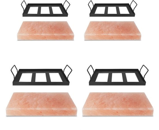 Pietre per barbecue Himalaya 30x20x3 cm - 4 pezzi con piatto nero per grigliate naturali