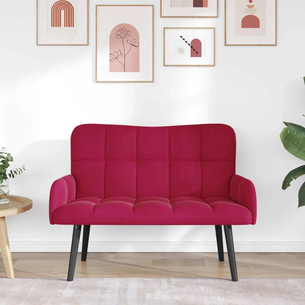 Sofa a Due Posti Rosso vino 115 x 61 x 87 cm Velluto 42028944