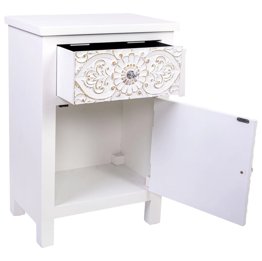 Tavolino in legno con 1 cassetto e 1 porta 47x30x70