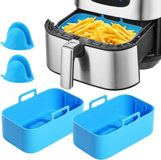 Accessori per Air Fryer in Silicone - Mandrino Riscaldabile per Forno a Microonde Air Fryer - Blu - Adatto per Air Fryer Oven - Materiale Silicone - 1 pc - Nero/Blu