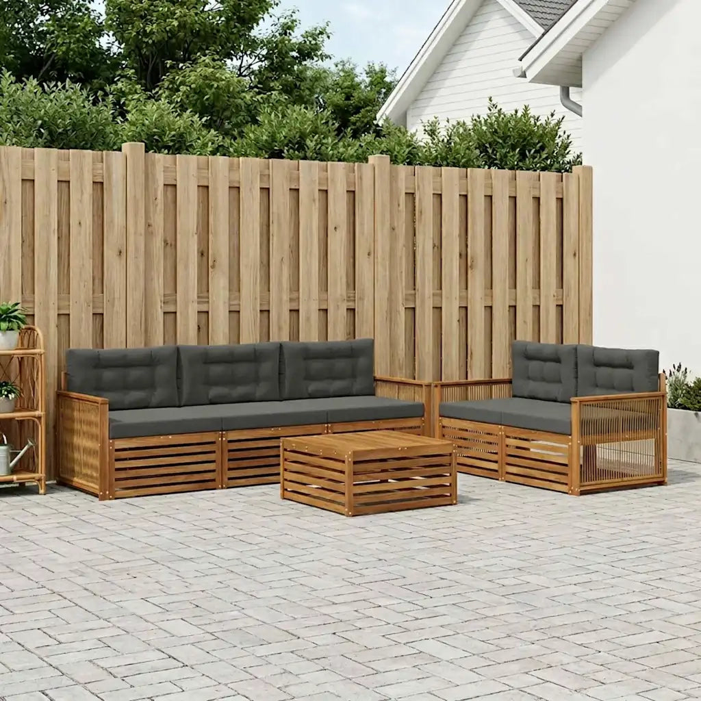 Set di divani da esterno con cuscino 7 pcs Naturale e Antracite