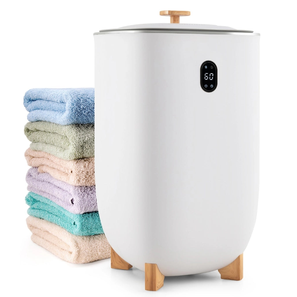 Secchio scaldasalviette con timer da 20-90 minuti e modalit¨¤ asciugatura 2-5 ore, Secchio scaldasalviette grande da 35l Bianco-Portasciugamani