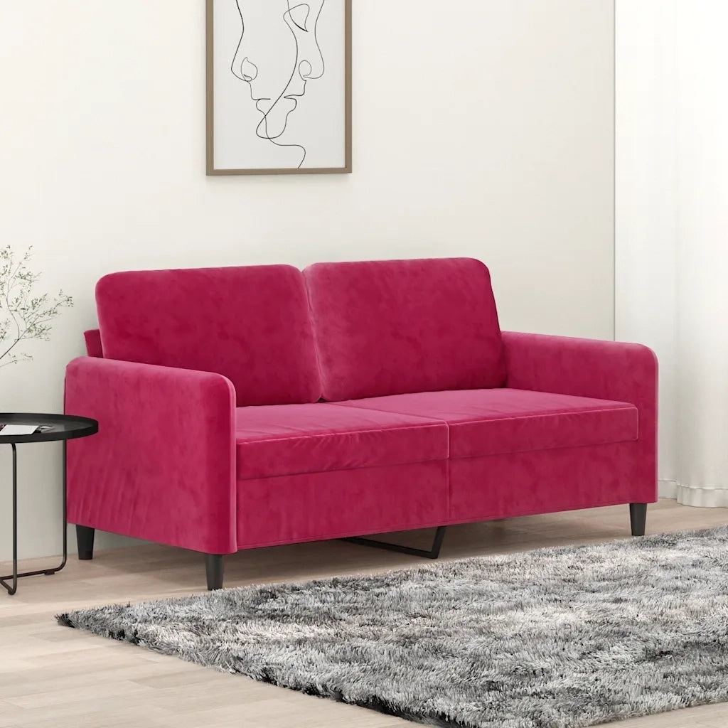 Divano | Divano da soggiorno | Sofa a 2 Posti Rosso Vino 140 cm in Velluto