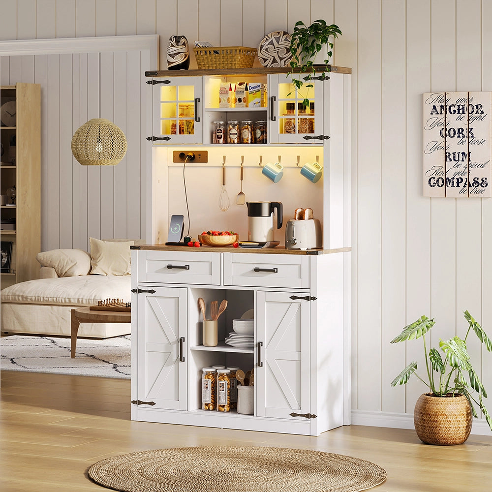 Buffet bar - Xylo - LED/prese 2cass porta fienile bianco