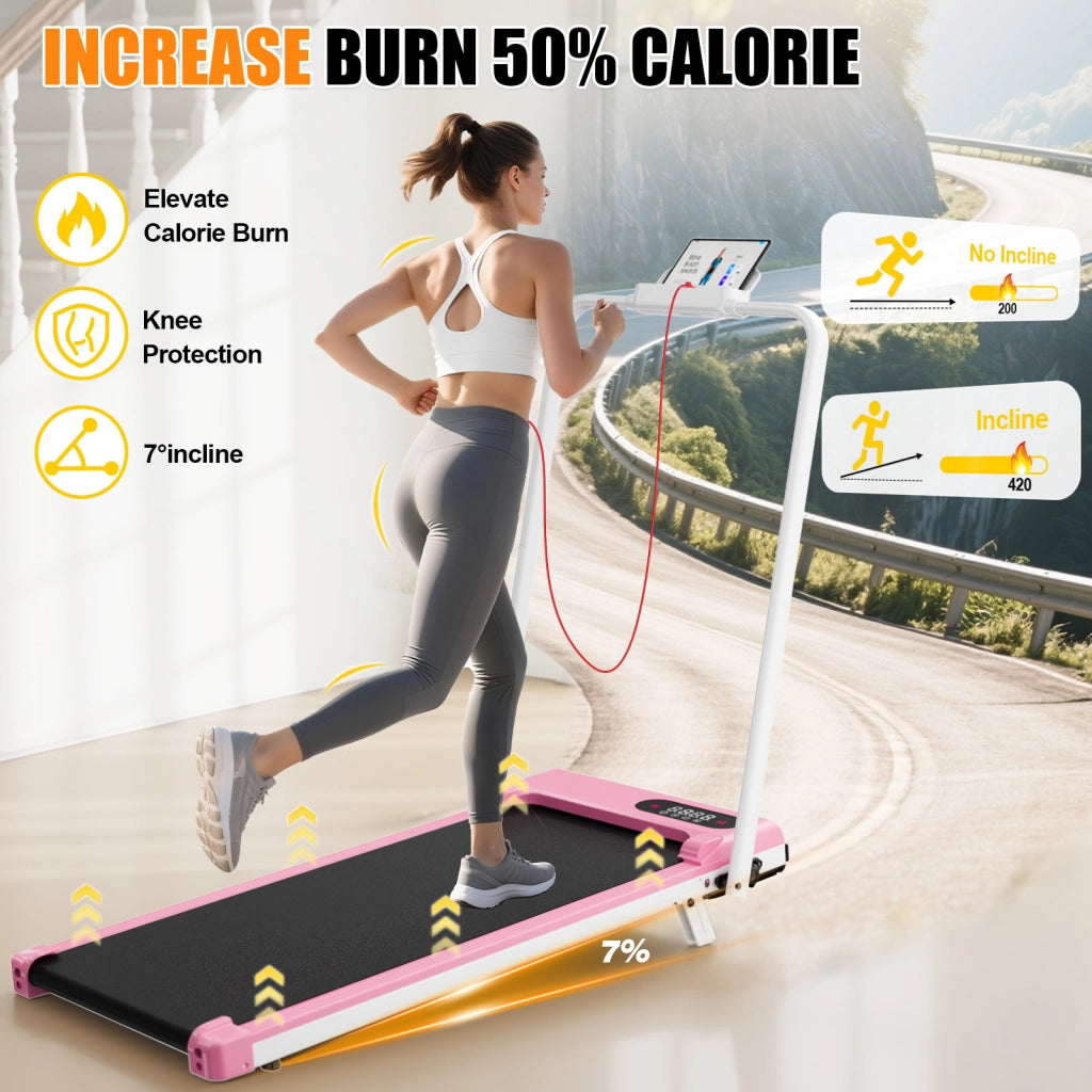 Tapis roulant, inclinazione del 7%, tapis roulant elettrico pieghevole 3 in 1, 2,5 CV, 8 km/h, telecomando, compatto e portatile