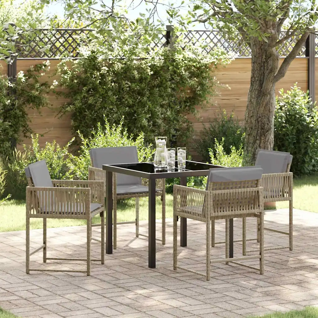 Set da Pranzo per Giardino 5 pcs Beige polyrattan 3380765