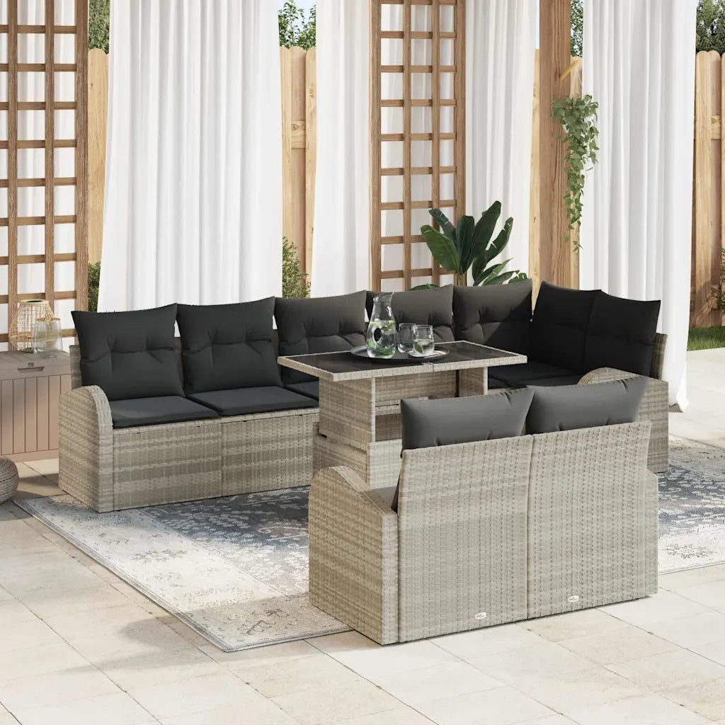 Set Divano da Giardino 9 pcs Grigio chiaro polyrattan 3348668