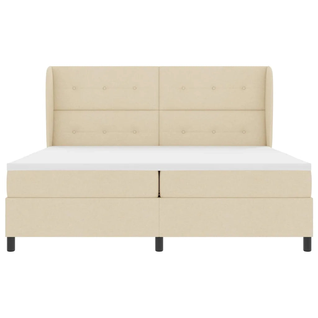 Letto a molle con materasso Crema 200 x 200 cm Tessuto 3340590