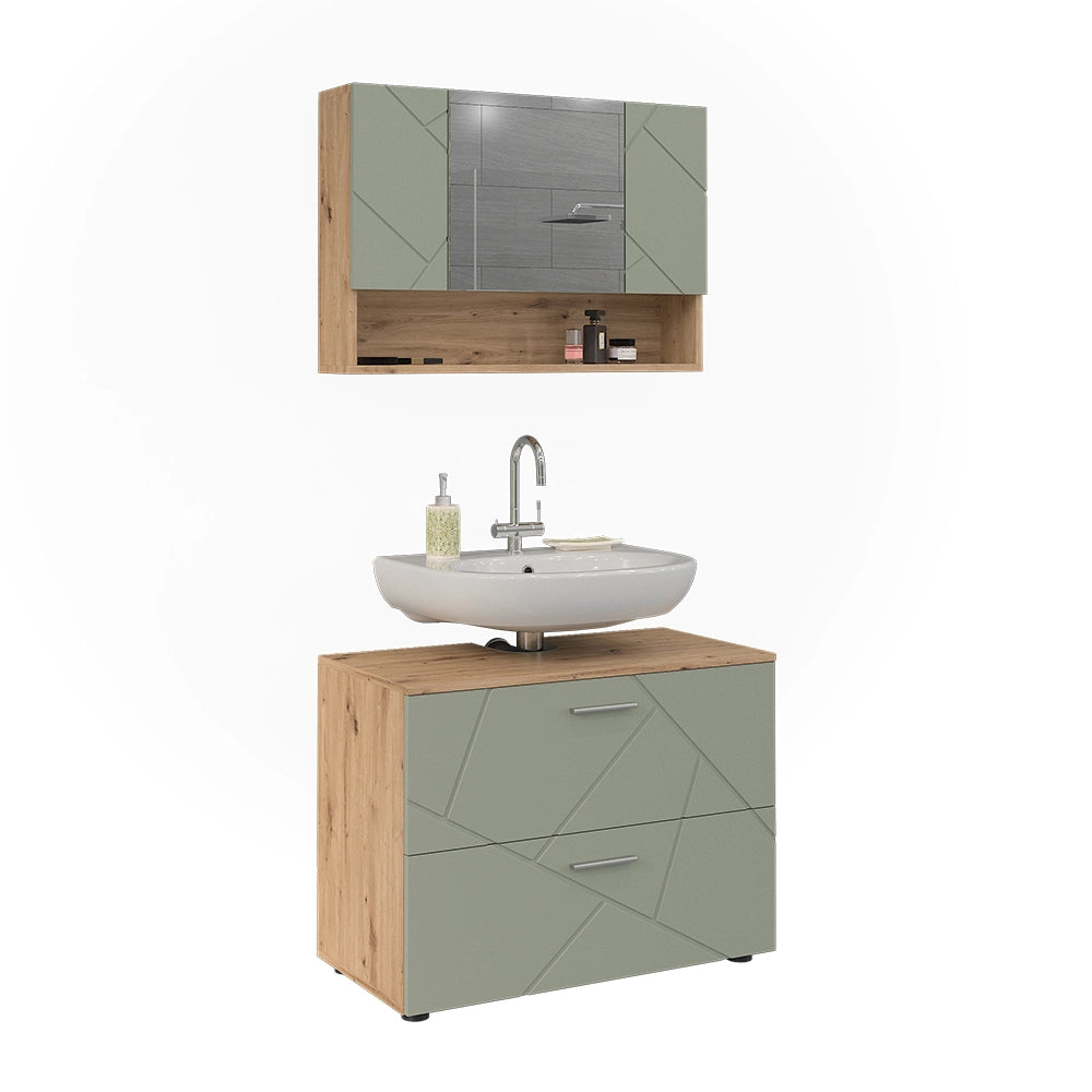 Vicco Set di mobili da bagno Verde salvia 2 parti