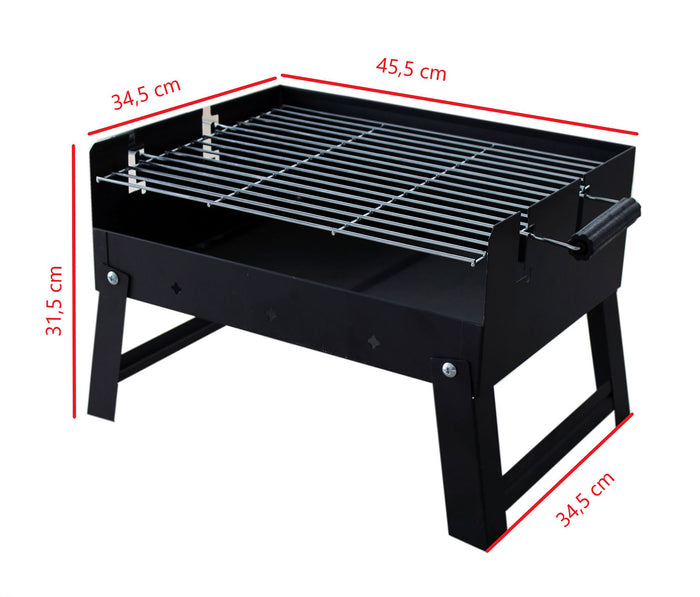 Barbecue a Carbone 50,5x34,5x31,5 cm Pieghevole in Acciaio Adventure Nero