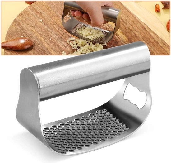 Knoflookpers in Acciaio Inossidabile - Manico Ergonomico - Utensili da Cucina per Aprire Fusti di Aglio