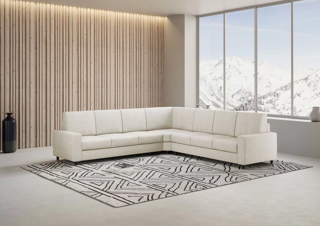 Divano sakar 3 posti  (tre sedute da 60cm) + angolo + divano 3 posti (tre sedute da 60cm) misure esterne l.286x286 | latte - Mobili 2G