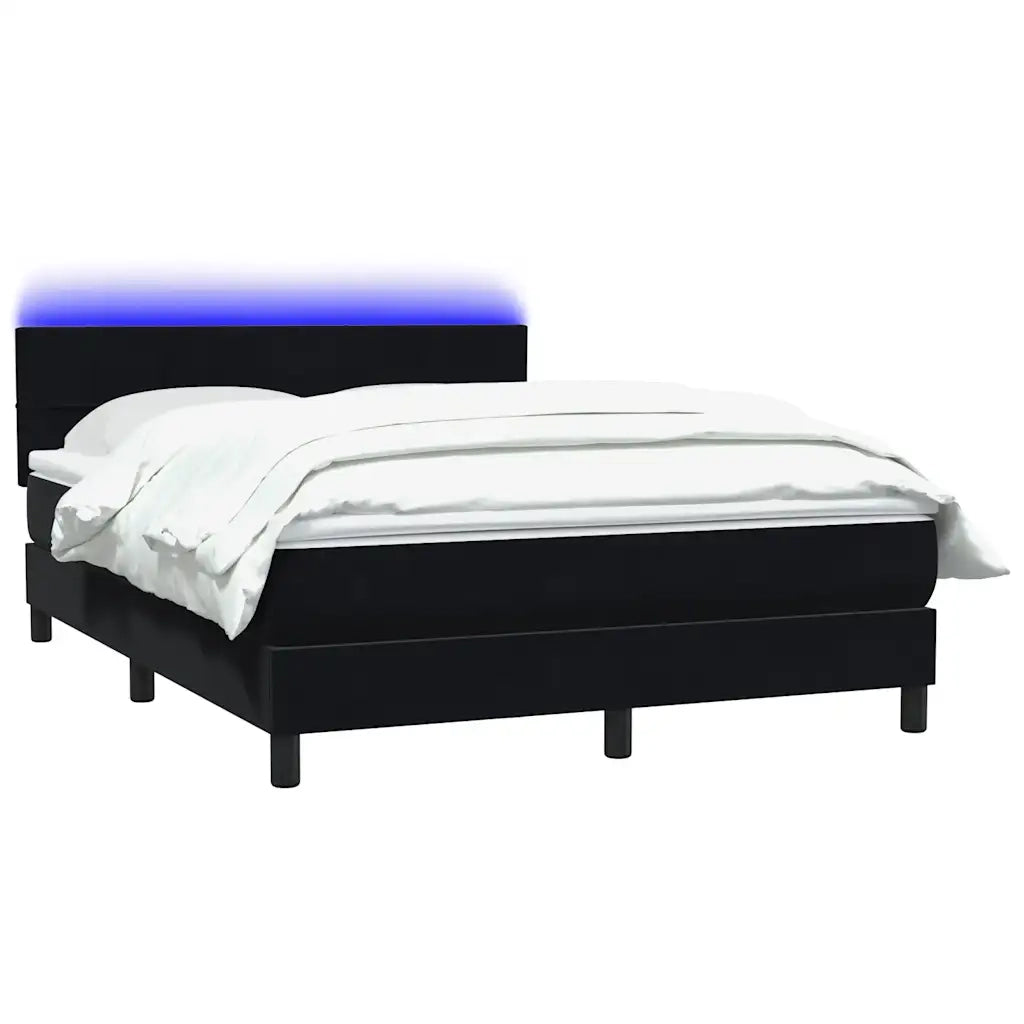 Letto a Molle con Materasso e LED Nero 160x210 cm in Velluto 3316889
