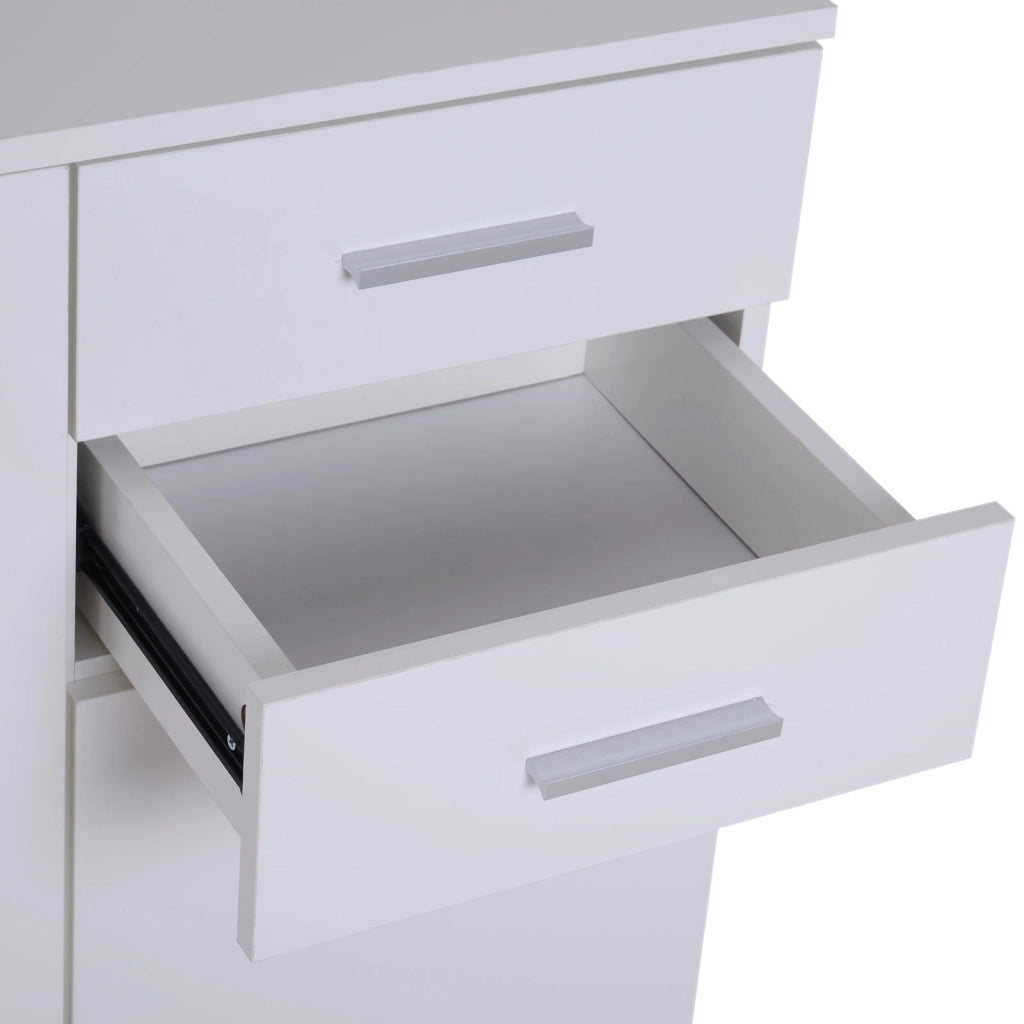 Armadietto con 3 Ante e 2 Cassetti in Legno Truciolato Bianco 106x35x76 cm