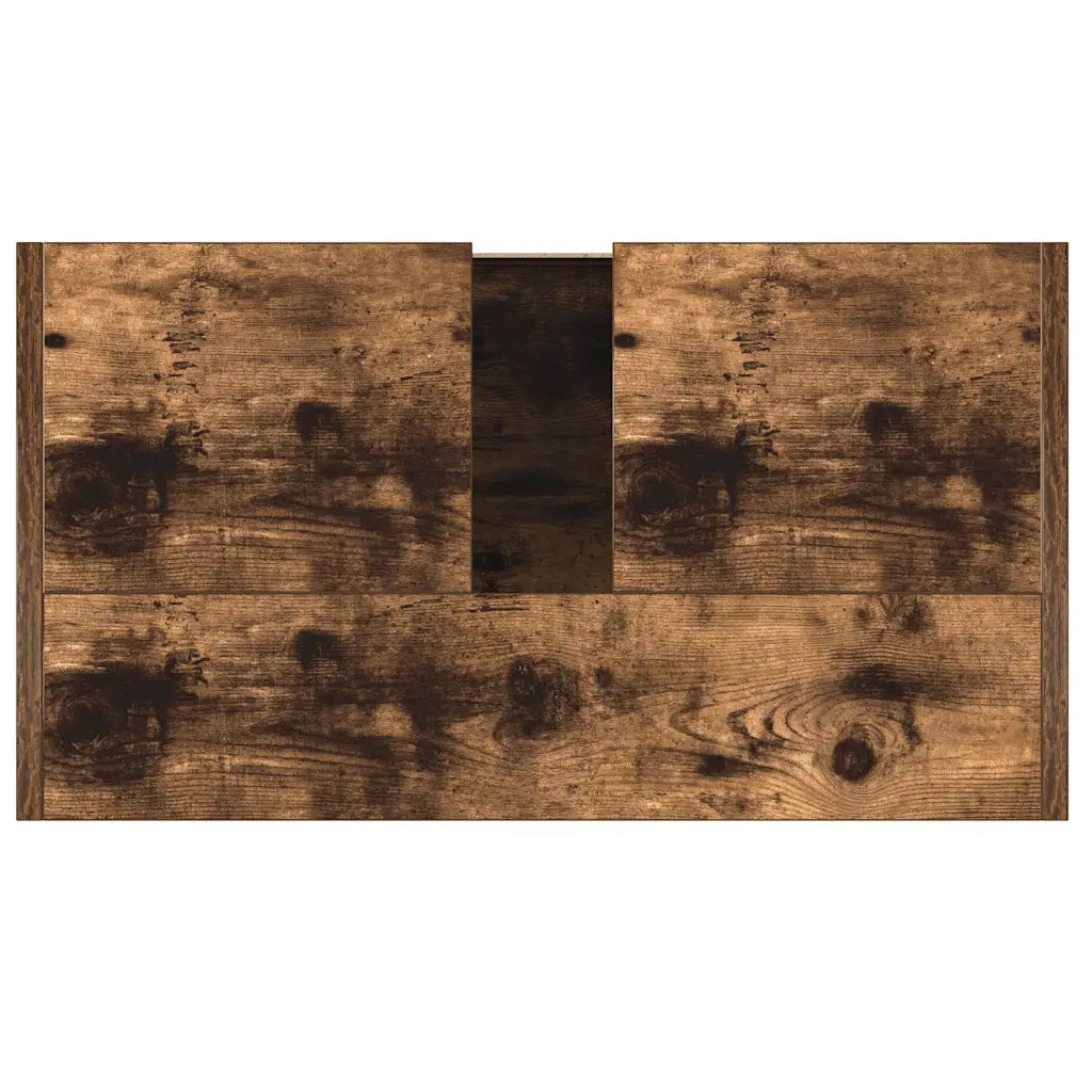 Elegante mobiletto da bagno di design con vano contenitore 60 x 33 x 61 cm realizzato in legno composito finitura rovere affumicato 02_0048537