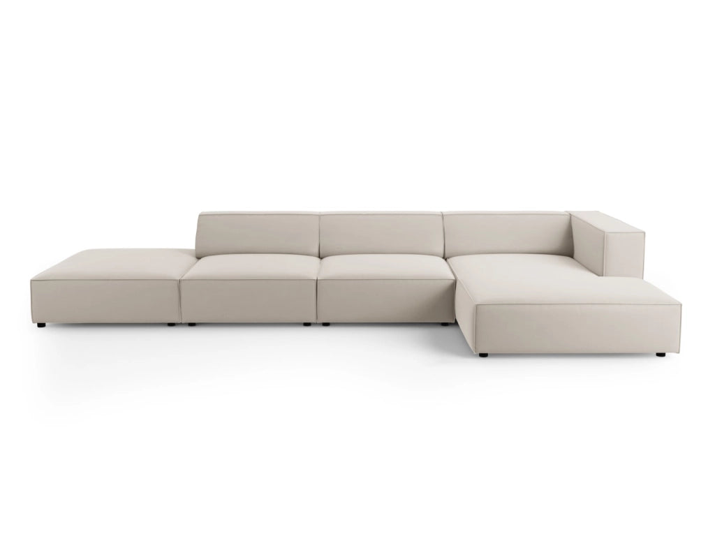 Cosmopolitan Design - Divano angolare destro "Arendal" 5 posti in velluto ecru 