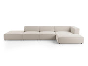 Cosmopolitan Design - Divano angolare destro "Arendal" 5 posti in velluto ecru 