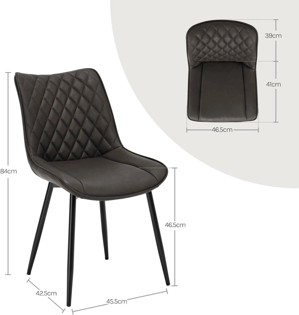 set di 6 sedie sala da pranzo sedie cucina moderne sedie imbottite Adatte per Sala Pranzo, Soggiorno, Camera da Letto Estetica in Ecopelle Antracite Metallo BH210an-6