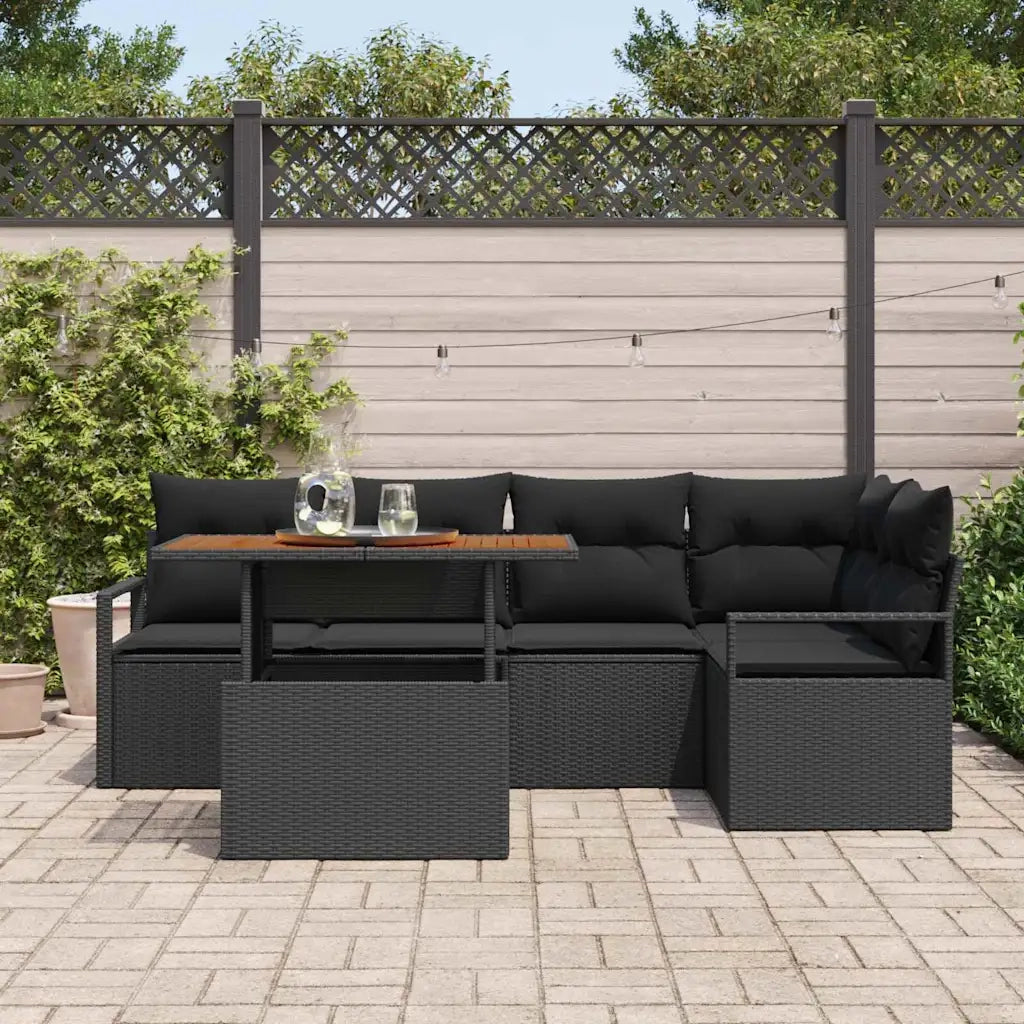 Set Divano da Giardino con archiviazione 6 pcs Nero Poly Rattan 3358452
