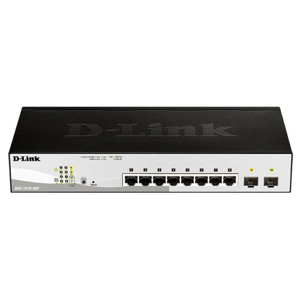 D-link dgs-1210-08p gestito l2 gigabit ethernet (10/100/1000) supporto power over ethernet (poe) nero