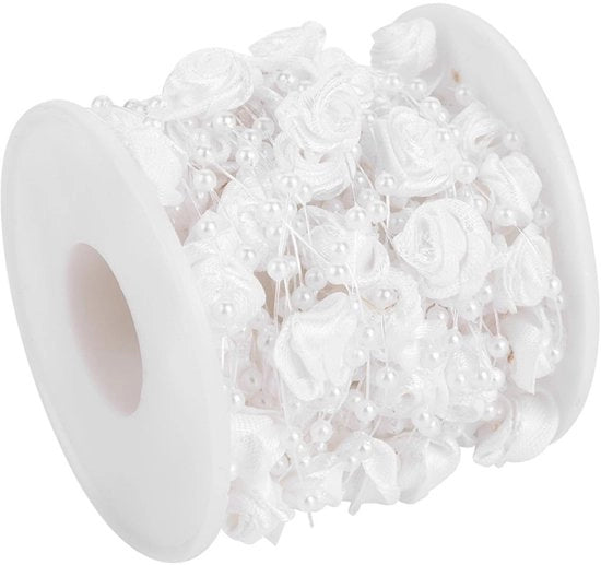 Decorazioni per matrimonio a forma di perle 10 m/rol - Slinger rossa - Decorazioni per matrimonio - Fai da te - Cristallo di vetro - 3 mm - Imitazione ABS - Decorazioni per corone