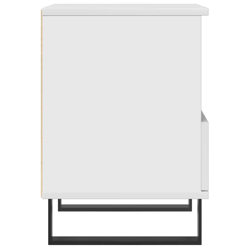 Comodino Bianco Lucido 40x35x50 cm in Legno Multistrato 830640