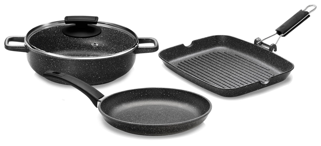 Batteria di Pentole 4 Pezzi in Alluminio Pressofuso Antiaderente Olympia Hard Cook