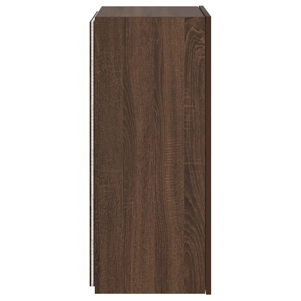 Mobile TV a Parete con Luci LED Rovere Marrone 40,5x35x80 cm 837266