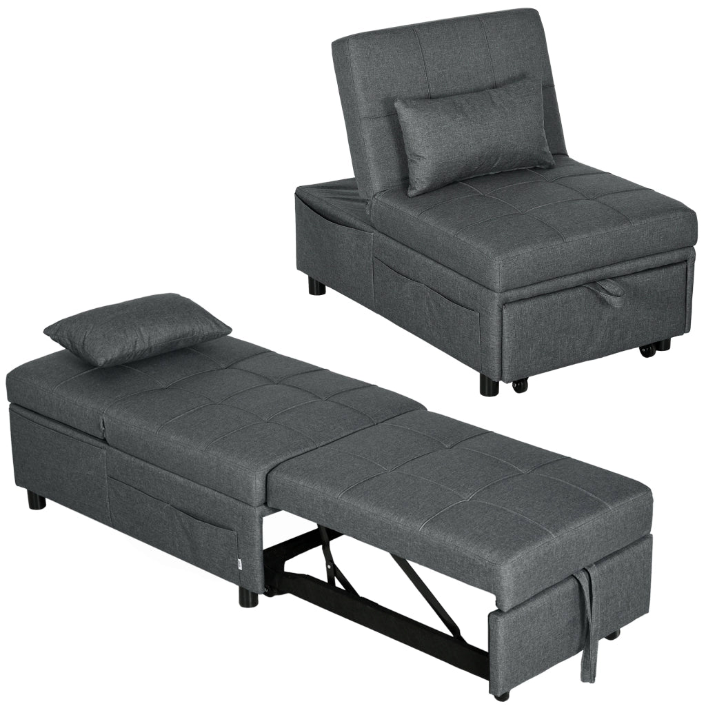 Divano letto 4 in 1 multifunzionale ¨C Xylo ¨C tessuto grigio con schienale reclinabile