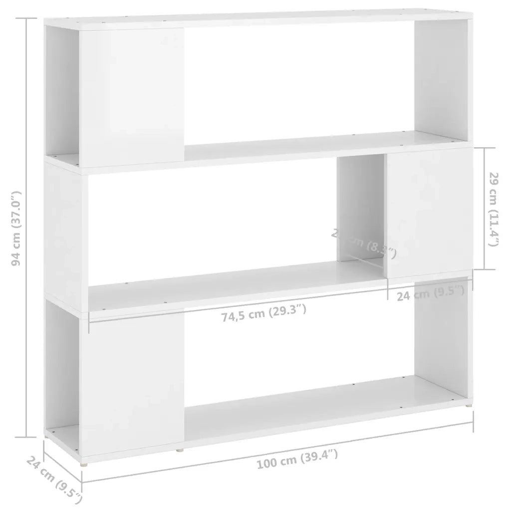 Libreria/Divisorio Bianco Lucido 100x24x94 cm 809185