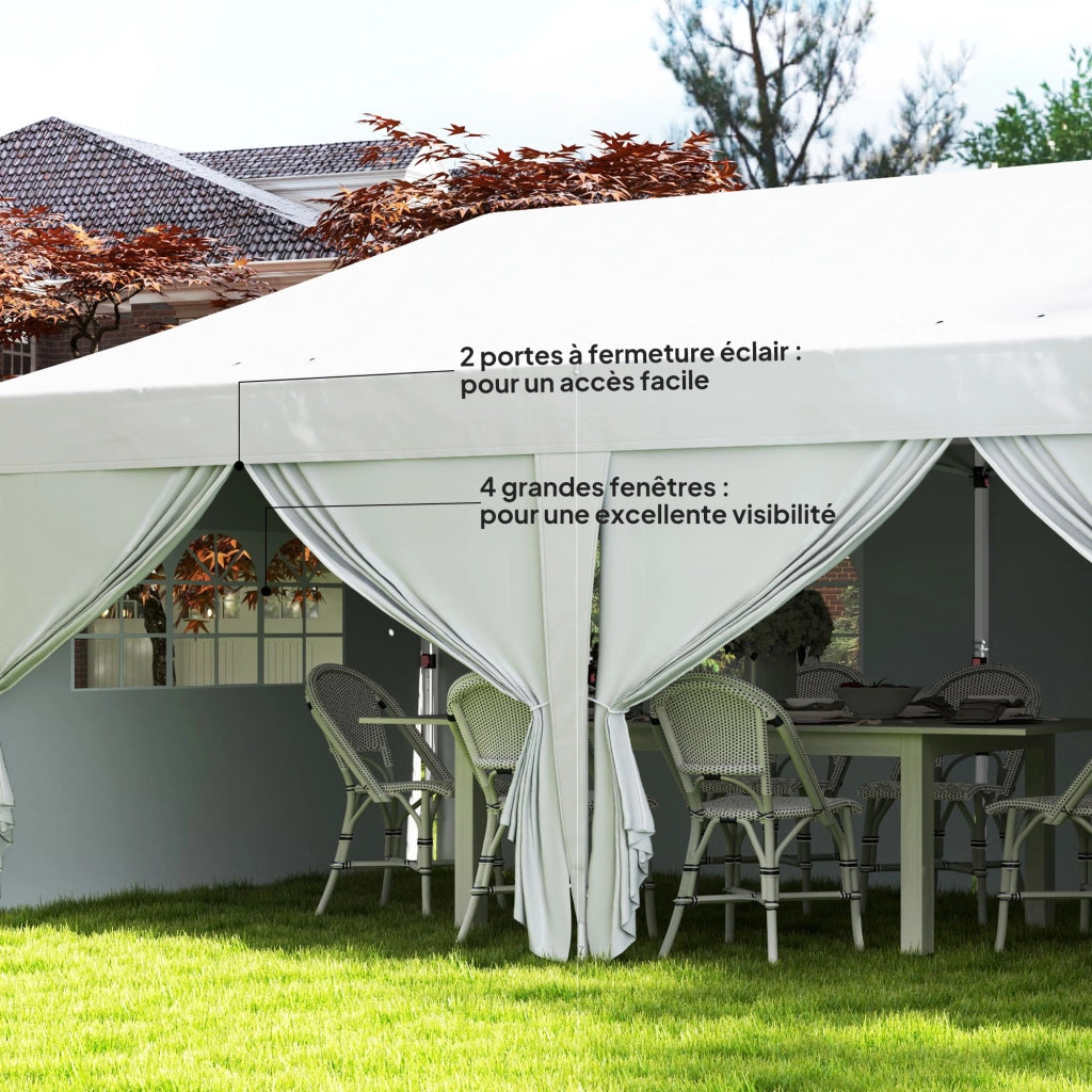 Tenda da giardino pieghevole ¨C zephmum ¨C 3x6m con 6 pannelli, bianco