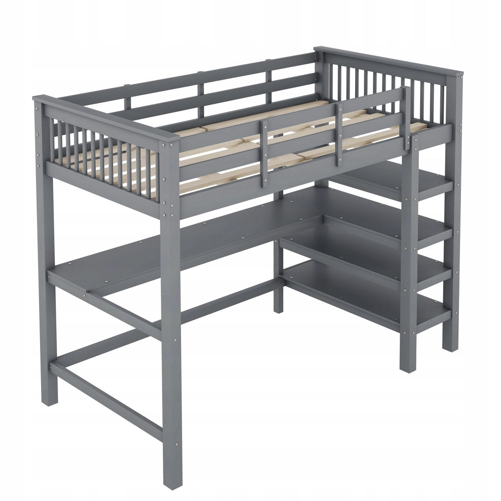 Letto a castello 90x200 grigio con scrivania - Xylo