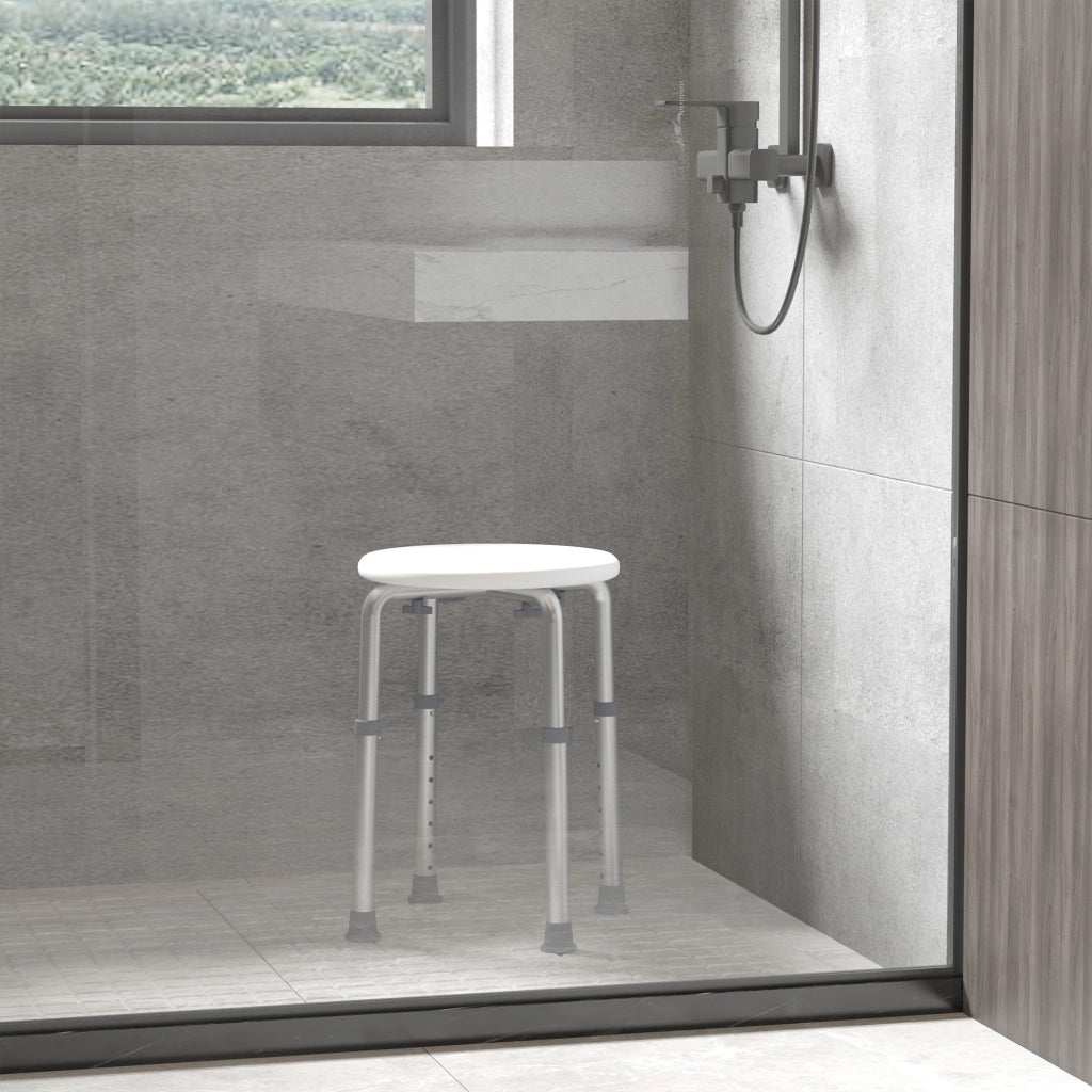 Sgabello da Doccia Regolabile in Altezza ¨C zephmum ¨C Bianco 32.5x41x35.5-54 cm